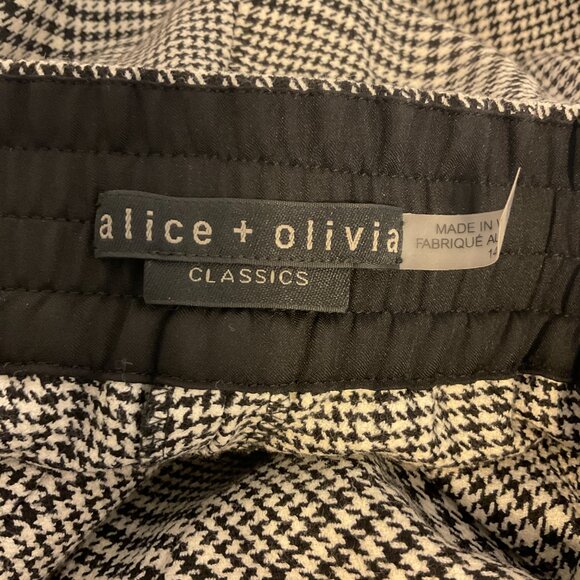 Alice & Olivia Houndstooth Classics Pants 14 Black White Elastic Waist Jogger - Picture 10 of 10
